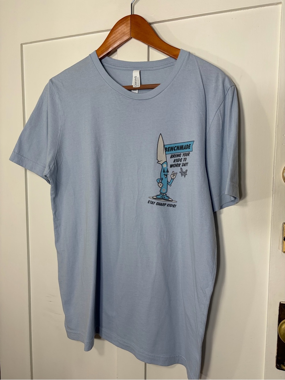 Bella Canvas Benchmaker Light Blue Short Sleeve Tee Cartoon Graphic L Unisex